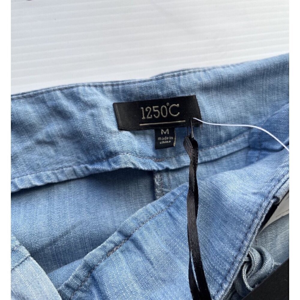 1250C Womens Blue Tencel Side Lace-Up Contrast Skirt Size M - Picture 3 of 10